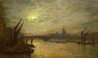 The Thames by Moonlight with Southwark Bridge