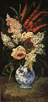 Vase with Gladioli and Lilac