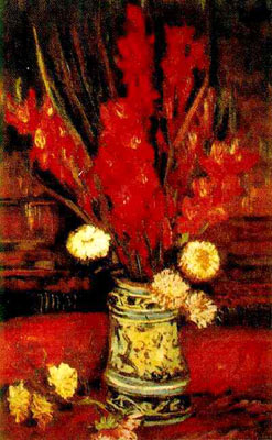 Vase with Red Gladioli