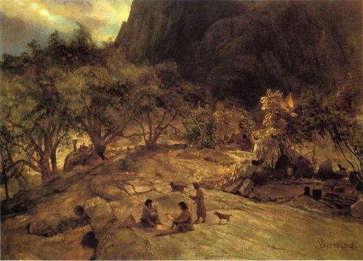 Albert Bierstadt - Mariposa Indian Encampment Yosemite Valley California