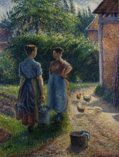 Camille Pissarro - Peasants Chatting in the Farmyard, Eragny