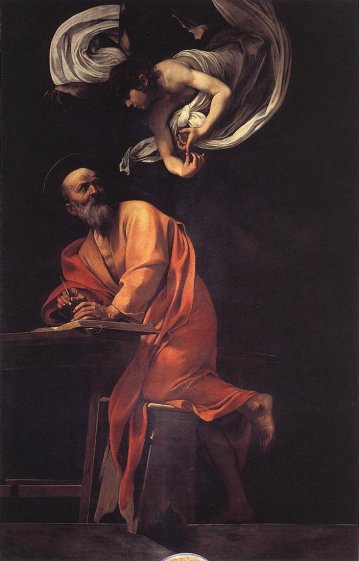 Caravaggio - The Inspiration of Saint Matthew