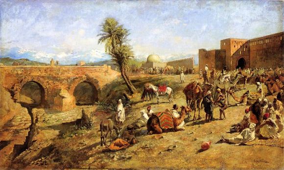 Edwin Lord Weeks - Arrival Of A Caravan Outside The City Of Morocco