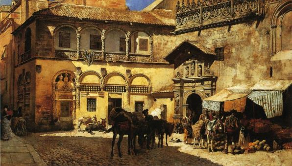 Edwin Lord Weeks - Market Square In Front Of The Sacristy And Doorway Of The Cathedral Granada