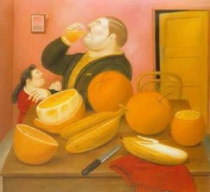 Fernando Botero - Man Drinking Orange Juice