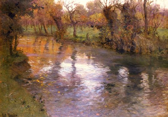 Frits Thaulow - An Orchard On The Banks Of A River