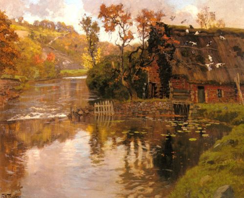Frits Thaulow - Cottage By A Stream