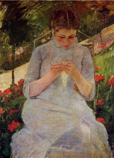 Mary Cassatt - Young Woman Sewing in a Garden