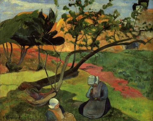 Paul Gauguin - Landscape with Two Breton Girls
