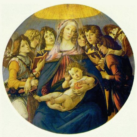 Sandro Botticelli - Madonna of the Pomegranate (Madonna and Child and six Angels