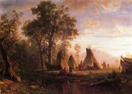 Albert Bierstadt - Indian Encampment Late Afternoon