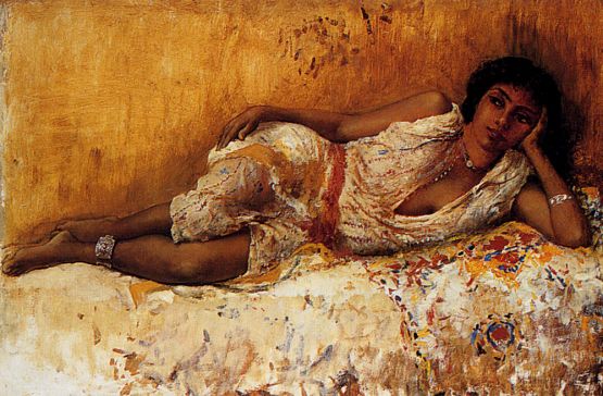 Edwin Lord Weeks - Moorish Girl Lying On A Couch
