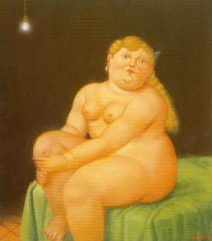 Fernando Botero - Woman Seated On Bed