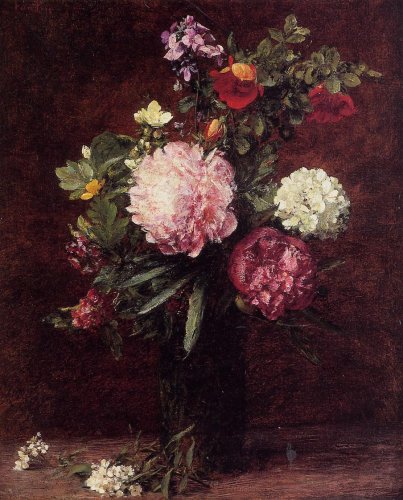 Henri Fantin-Latour - Flowers, Large Bouquet with Three Peonies