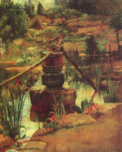 John La Farge - The Fountain in Our Garden at Nikko