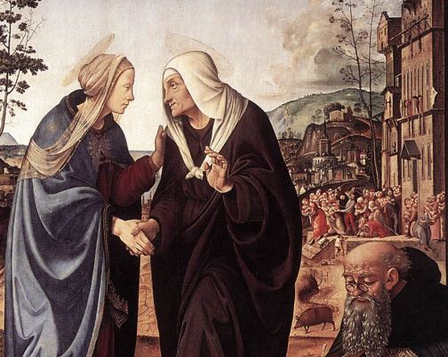 Piero di Cosimo - The Visitation with Sts Nicholas and Anthony (detail)