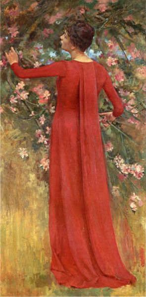 Theodore Robinson - The Red Gown Aka His Favorite Model