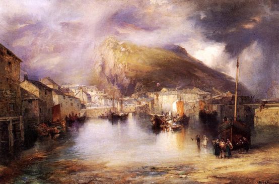 Thomas Moran - An English Fishing Village Polperro Cornwall