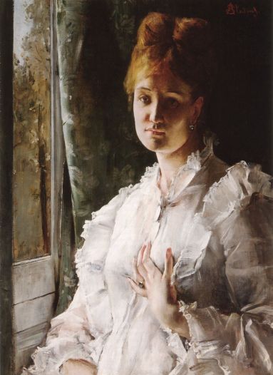 Alfred Stevens - Portrait of a Woman in White