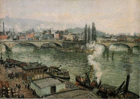 Camille Pissarro - The Corneille Bridge, Rouen - Grey Weather