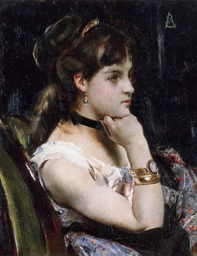 Alfred Stevens - Woman Wearing a Bracelet