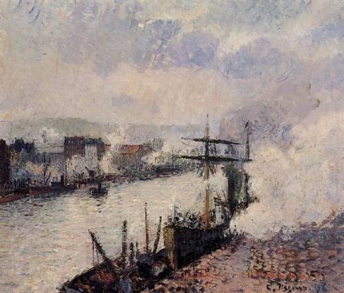 Camille Pissarro - Steamboats in the Port of Rouen