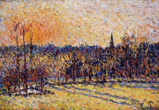 Camille Pissarro - Sunset, Bazincourt Steeple