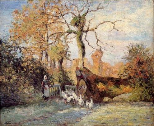 Camille Pissarro - The Goose Girl at Montfoucault, White Frost