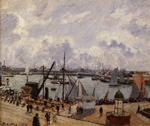 Camille Pissarro - The Inner Harbor, Le Havre - Morning Sun, Rising Tide