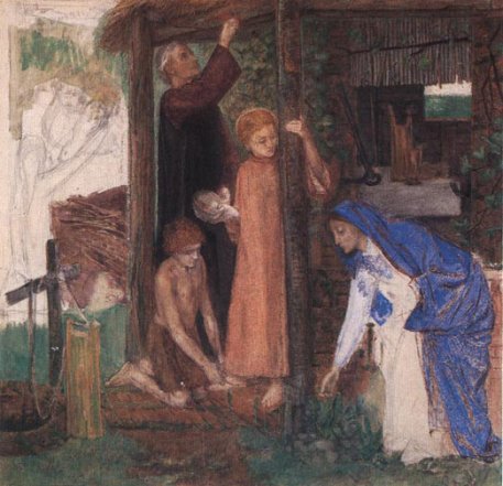 Dante Gabriel Rossetti - The Passover In The Holy Family Gathering Bitter Herbs