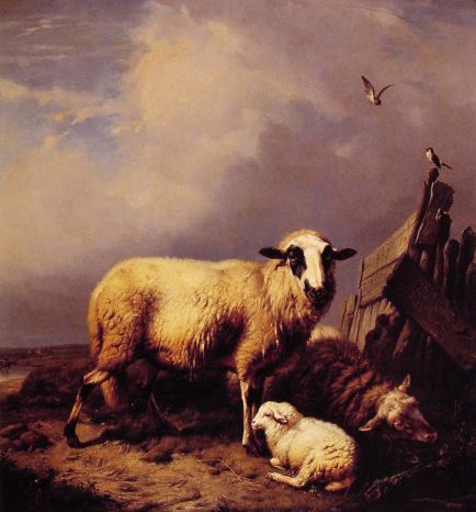 Eugene Joseph Verboeckhoven - Guarding the Lamb