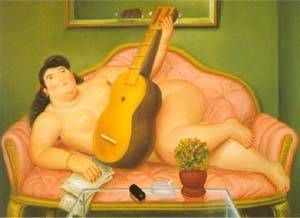 Fernando Botero - Woman With Guitar