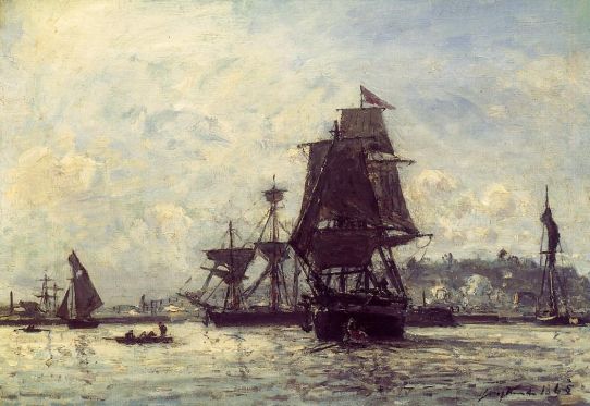 Johann-Barthold Jongkind - Sailing Ships at Honfleur