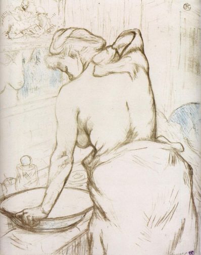 Toulouse Lautrec - Elles - Woman at Her Toilette, Washing Herself