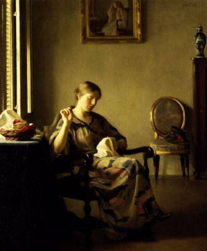 William McGregor Paxton - Woman Sewing