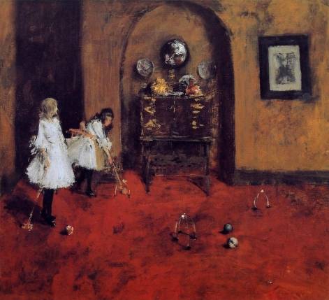 William Merritt Chase - Children Playing Parlor Croquet