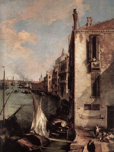 Giovanni Antonio Canal Canaletto - Grand Canal Looking East From The Campo San Vio Detail