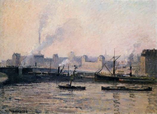 Camille Pissarro - The Boieldieu Bridge, Rouen - Fog