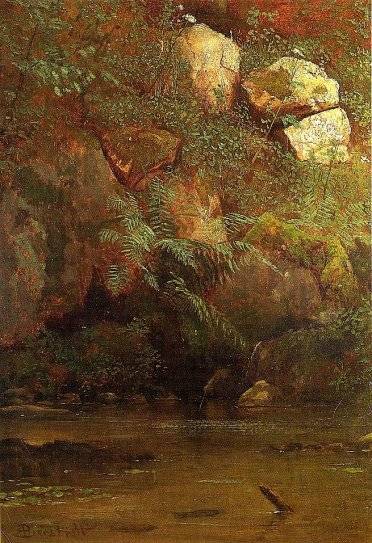 Albert Bierstadt - Ferns And Rocks On An Embankment