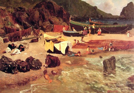 Albert Bierstadt - Fishing Boats At Capri