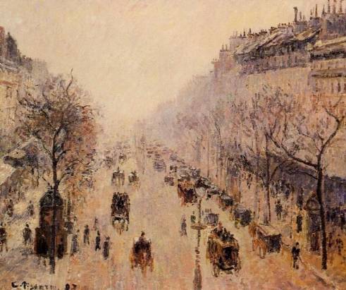 Camille Pissarro - Boulevard Montmartre - Morning, Sunlight and Mist