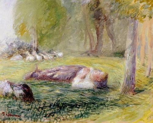 Camille Pissarro - Goose Girl Reclining