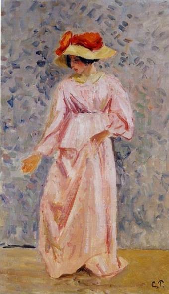 Camille Pissarro - Portrait of Jeanne in a Pink Robe