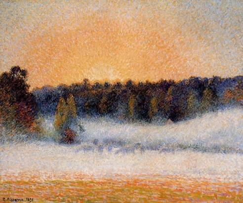 Camille Pissarro - Setting Sun and Fog, Eragny