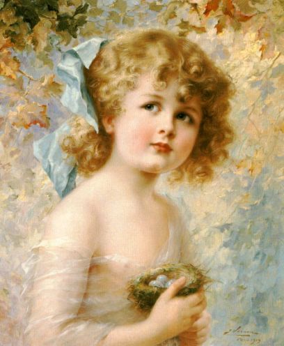 Emile Vernon - Girl Holding a Nest