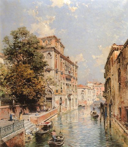 Franz Richard Unterberger - A View in Venice, Rio S