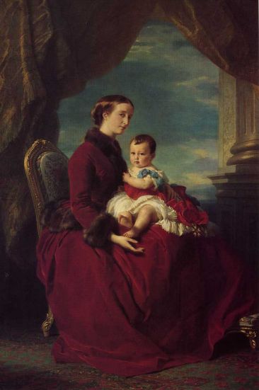 Franz Xavier Winterhalter - The Empress Eugenie Holding Louis Napoleon The Prince Imperial On Her K