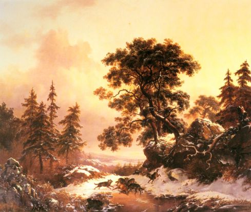 Frederik-Marianus Kruseman - Wolves in a Winter Landscape
