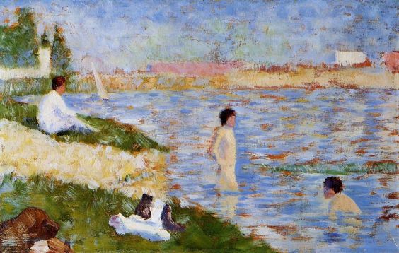 Georges Seurat - Bathing at Asnieres - Bathers in the Water