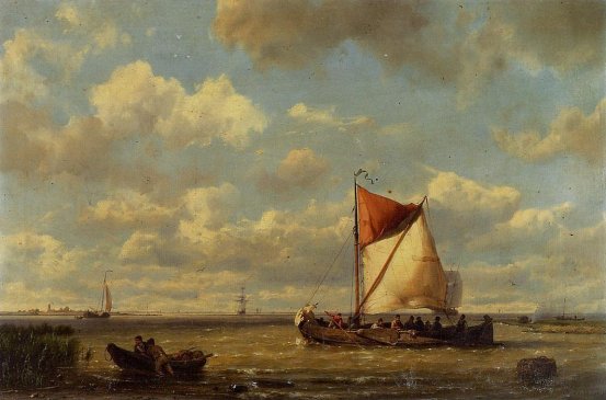 Johannes Hermanus Koekkoek - Shipping in a Calm on the Zuyder Zee